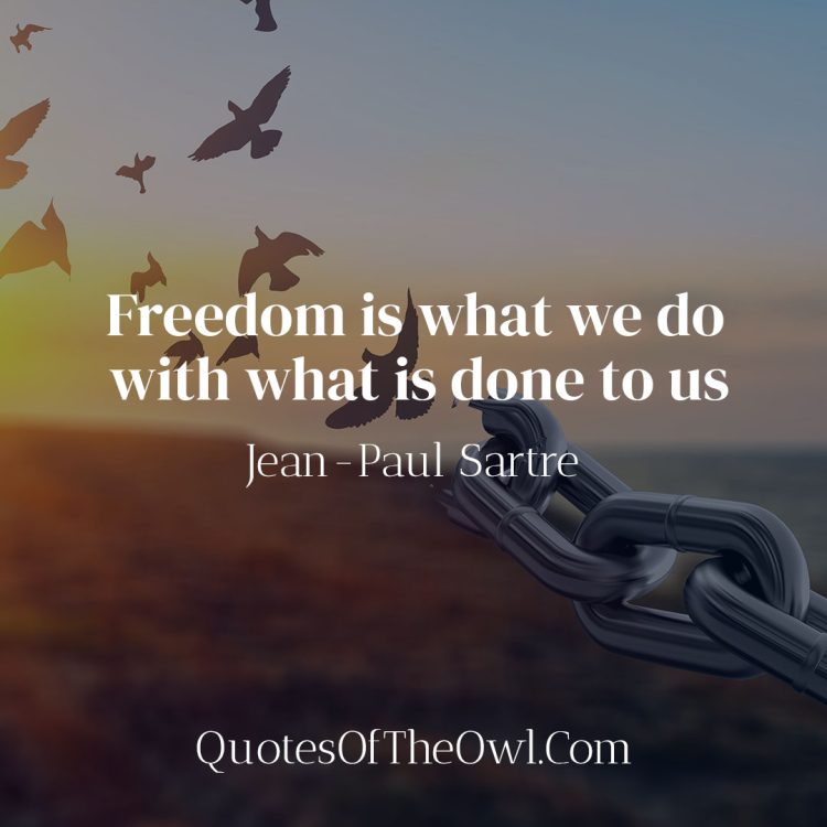 Freedom is what we do with what is done to us - Jean-Paul Sartre Meaning