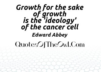 Growth for the sake of growth is the ideology of the cancer cell Edward Abbey Quote Meaning