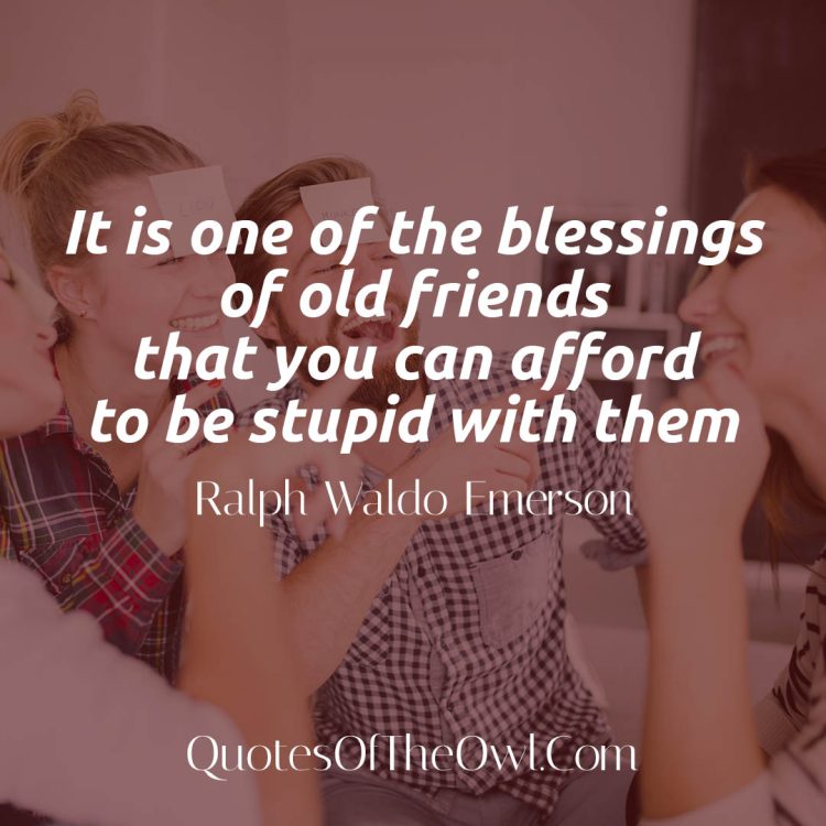 It is one of the blessings of old friends that you can afford to be stupid with them - Ralph Waldo Emerson Quote Meaning