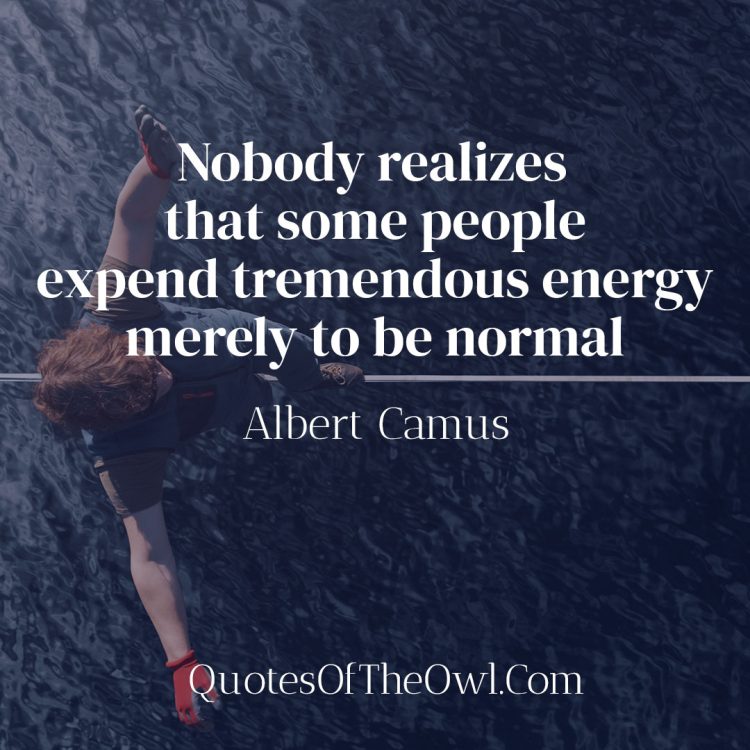 Nobody realizes that some people expend tremendous energy merely to be normal - Albert Camus Quote Meaning