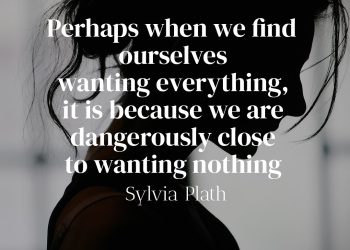 Perhaps when we find ourselves wanting everything it is because we are dangerously close to wanting nothing - Sylvia Plath Quote Meaning