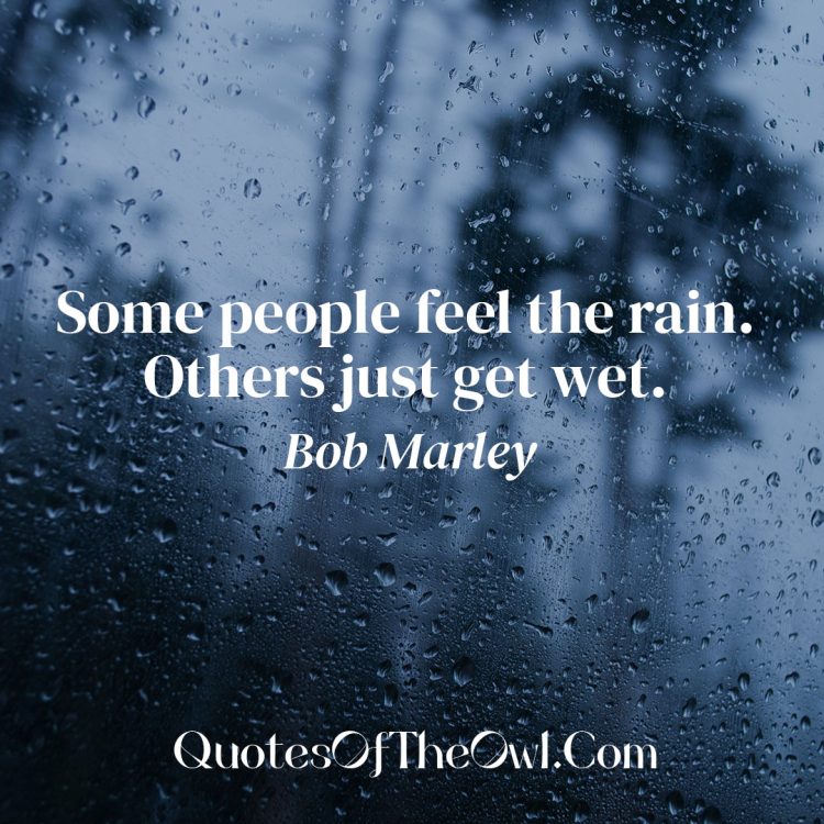Some people feel the rain Others just get wet Bob Marley