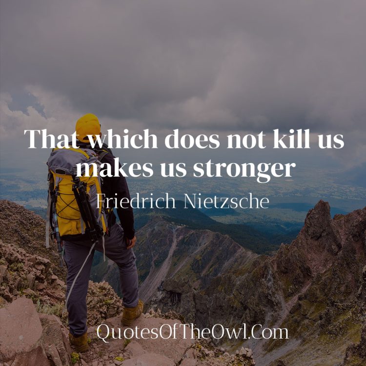 That which does not kill us makes us stronger - Friedrich Nietzsche