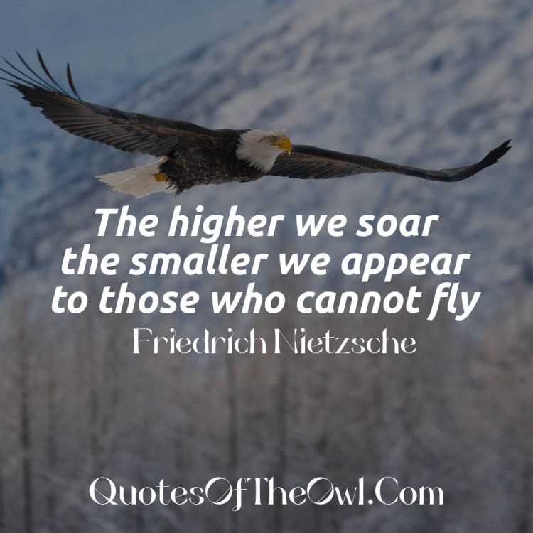 The higher we soar the smaller we appear to those who cannot fly Friedrich Nietzsche Quote Meaning