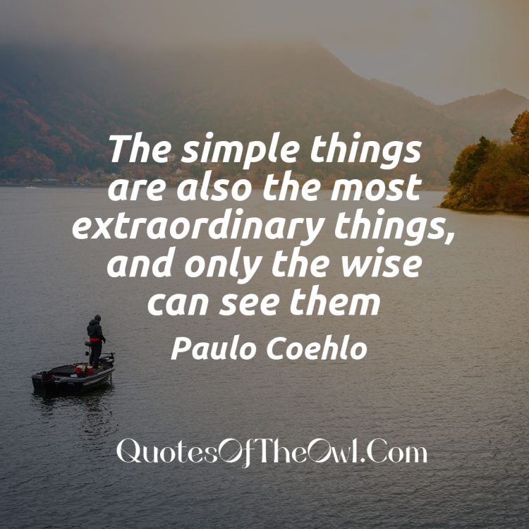 The simple things are also the most extraordinary things, and only the wise can see them - Paulo Coelho Quotes Explained