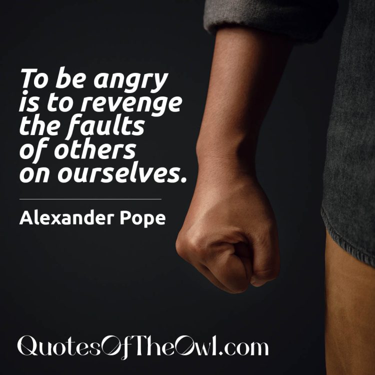 To be angry is to revenge the faults of others on ourselves - Alexander Pope Quote Meaning Explained