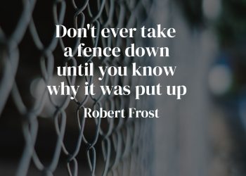 Don't ever take a fence down until you know why it was put up - Robert Frost