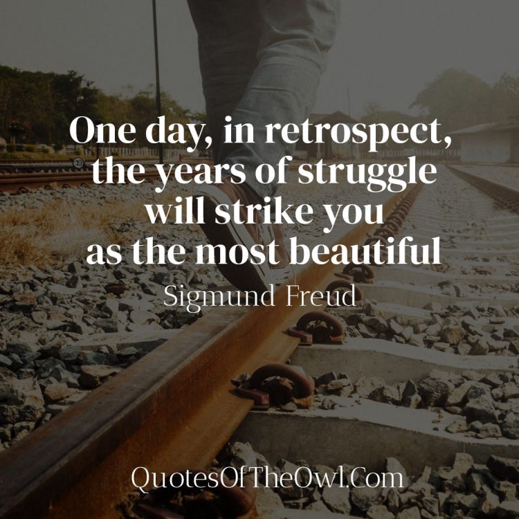 One day, in retrospect, the years of struggle will strike you as the most beautiful - Sigmund Freud