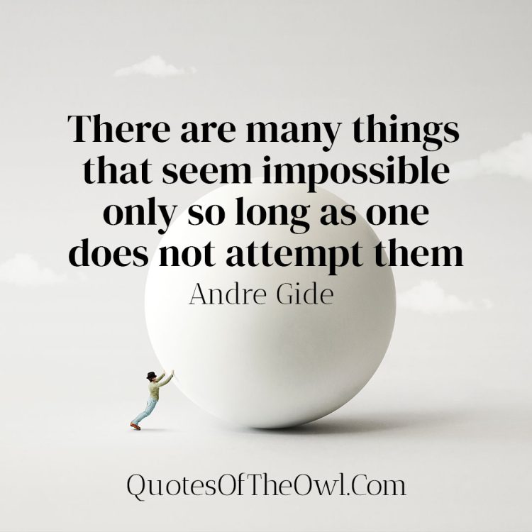 There are many things that seem impossible only so long as one does not attempt them - Andre Gide