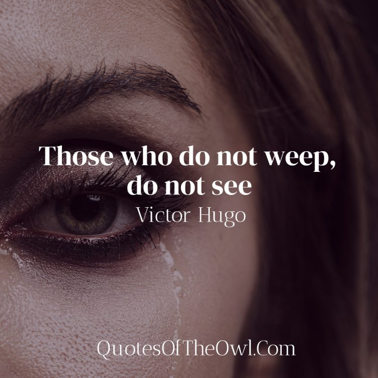Those who do not weep, do not see - Victor Hugo