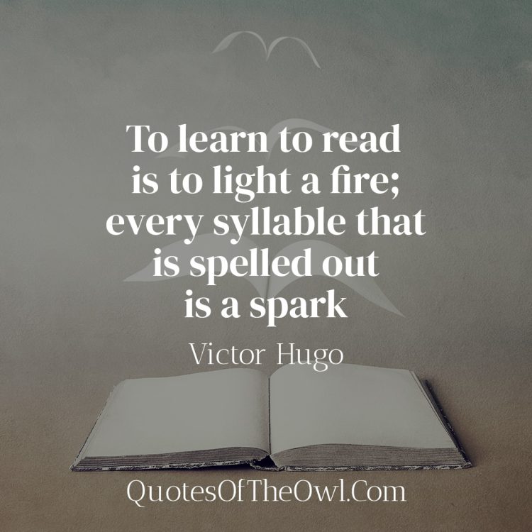 To learn to read is to light a fire - Victor Hugo Quote Meaning
