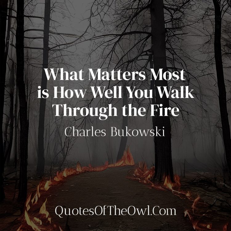 What Matters Most is How Well You Walk Through the Fire - Charles Bukowski