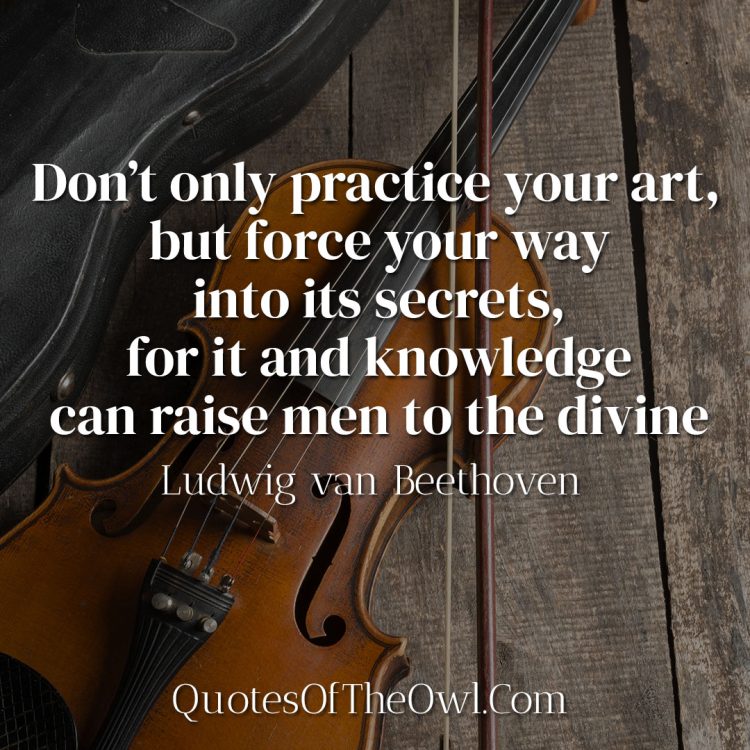 Don’t only practice your art, but force your way into its secrets, for it and knowledge can raise men to the divine - Ludwig van Beethoven