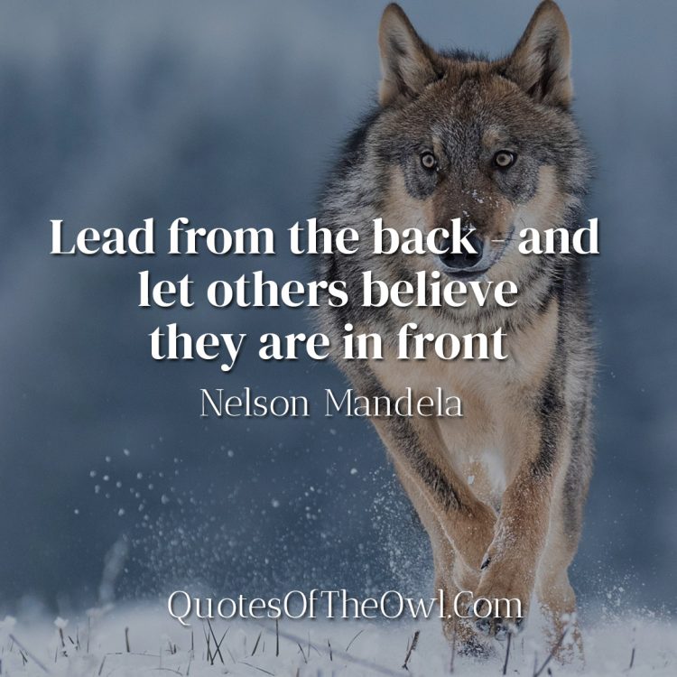 Lead from the back - and let others believe they are in front - Nelson Mandela
