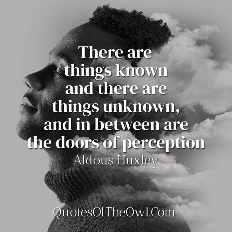 There are things known and there are things unknown, and in between are the doors of perception - Aldous Huxley