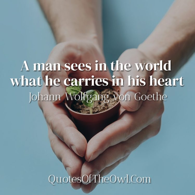 A man sees in the world what he carries in his heart Goethe Quote Meaning