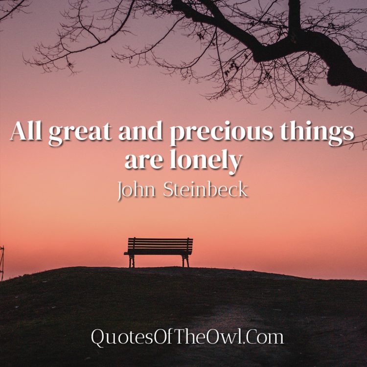 All great and precious things are lonely - John Steinbeck