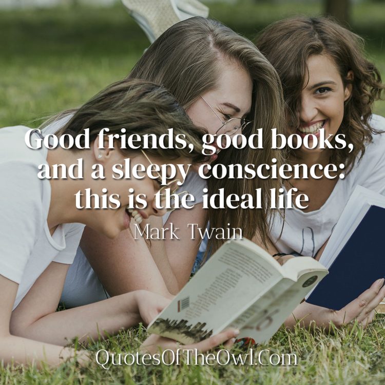 Good friends, good books, and a sleepy conscience this is the ideal life - Mark Twain