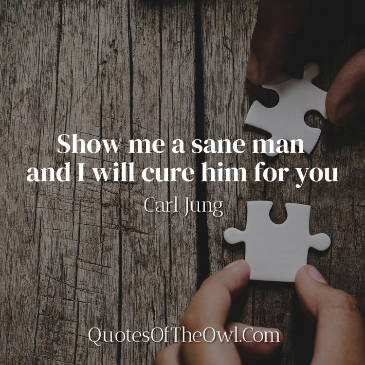 Show me a sane man and I will cure him for you - Carl Jung