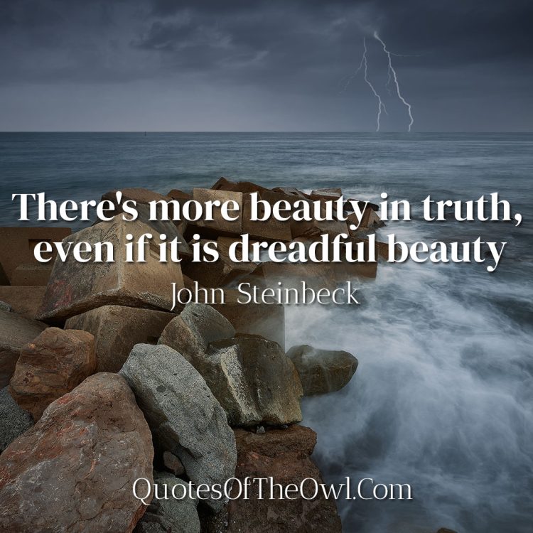 There's more beauty in truth, even if it is dreadful beauty - John Steinbeck