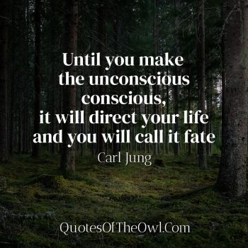 Until you make the unconscious conscious, it will direct your life and