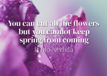 You can cut all the flowers but you cannot keep spring from coming meaning- Pablo Neruda