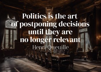 Politics is the art of postponing decisions until they are no longer relevant - Henri Queuille