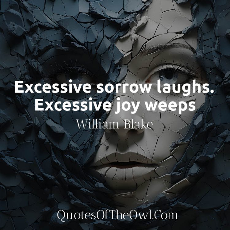 Excessive sorrow laughs Excessive joy weeps William Blake