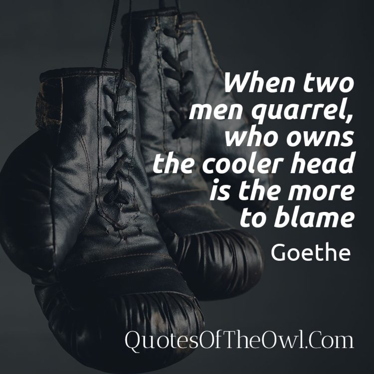 When two men quarrel, who owns the cooler head is the more to blame Goethe quote meaning