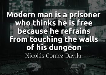 Modern man is a prisoner who thinks he is free because he refrains from touching the walls of his dungeon - Davila Quote Meaning